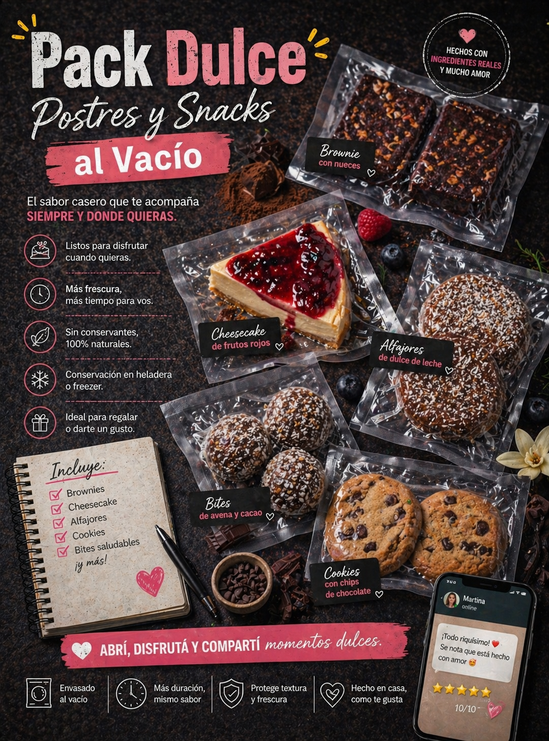 Pack Dulce: Postres y Snacks al Vacío